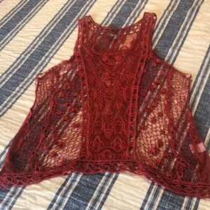 Vanity brand rust colored lace tank top size large